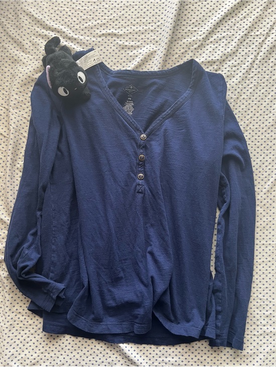 St. John's Bay Tops - St. John's Bay Navy Long Sleeve Henley Top